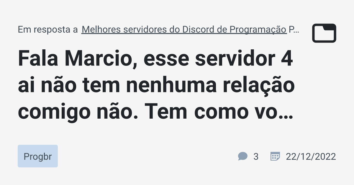 Melhores servidores do Discord de Programação PT-BR · marciosenaf · TabNews