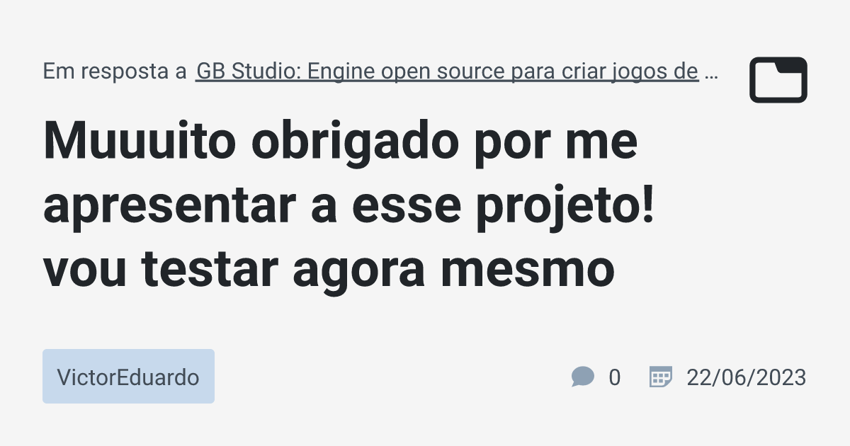 Muuuito Obrigado Por Me Apresentar A Esse Projeto Vou Testar Agora