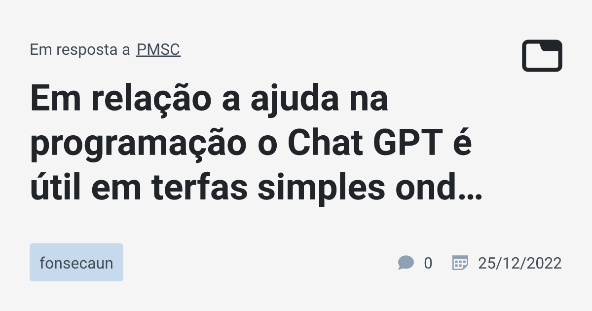 Em Relação A Ajuda Na Programação O Chat Gpt é útil Em Terfas Simples